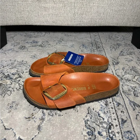Birkenstock Madrid Big Buckle Oiled Leather Orange - Picture 6 of 7